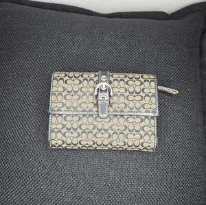 Coach Tan and Black Signature Wallet